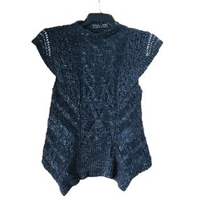 CUSTO Barcelona Y2K Metallic Studs Pointelle Cashmere Wool Blend Sweater - 2